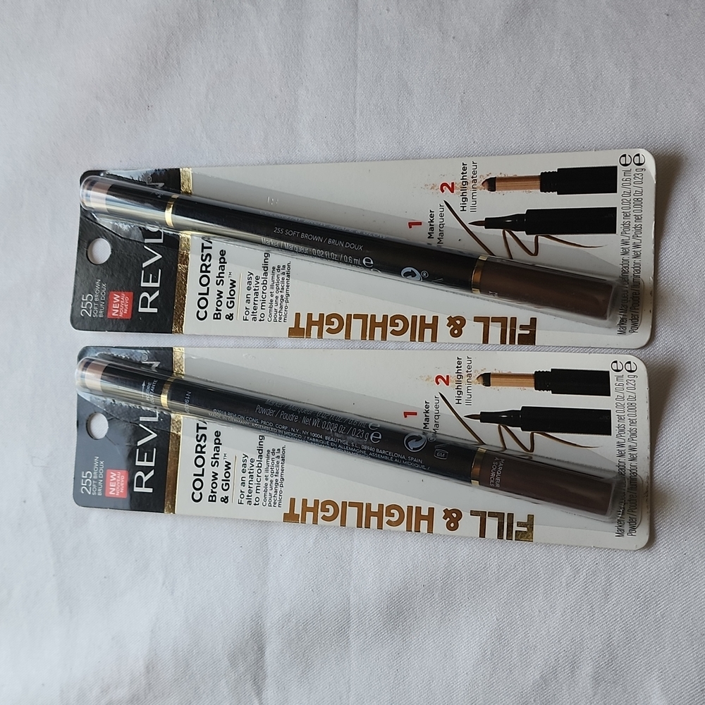 2 New (255-Soft Brown) Revlon Colorstay Brow Shape & Glow